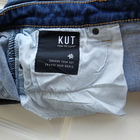 KUT From The Kloth Gidget Fray Shorts size 14 denim cutoffs jorts dark wash blue - Picture 6 of 15